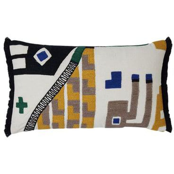 MADURA - Housse de coussin Aiyana  en Chambray de coton rebrodé Multicolore