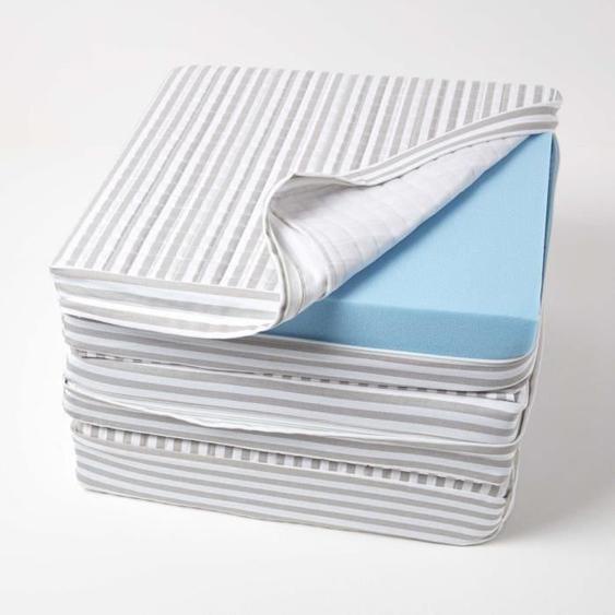 Housse de coussin coton pour canapé 3 places - HOMESCAPES - Gris rayé - 150x50x10 cm