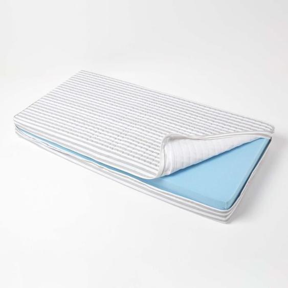 Housse de coussin coton pour coussin de canapé 2 places, de banc de jardin et banquette, Housse pour coussin 100x50x10 cm Gris rayé