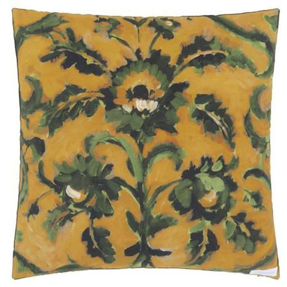 Housse de coussin imprimée en percale de coton jaune 60x60