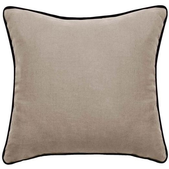 Housse de coussin Lin lavé - Doublé coton lavé - Finition galon noir Prélude Vent du sud - Prélude Chanvre - 80 x 80 cm