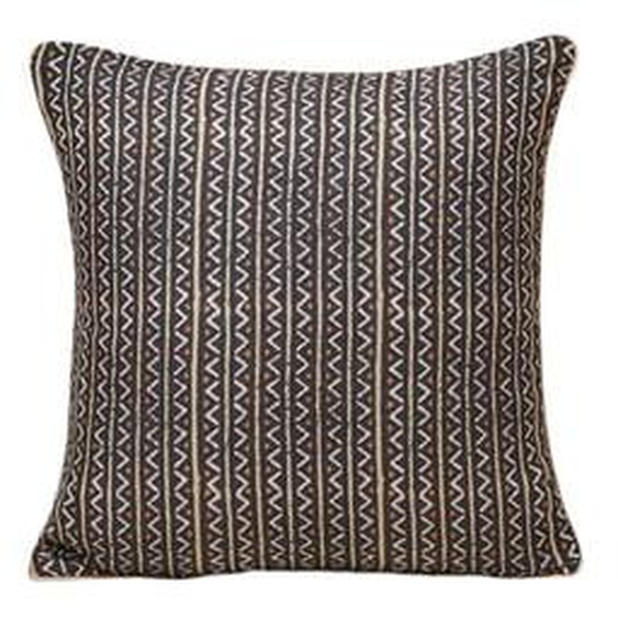 MADURA - Housse de coussin Malia  en Lin imprimé, passepoil en coton Noir