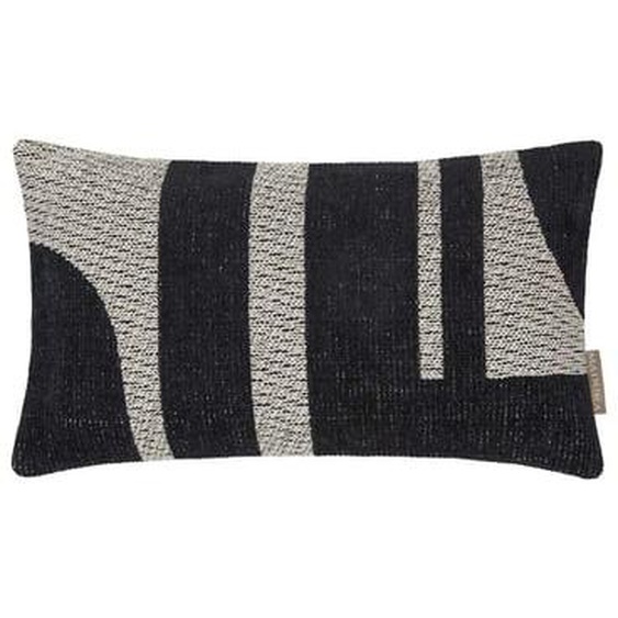 MADURA - Housse de coussin Nils  en Jacquard à motifs graphiques en aplat de couleur Noir