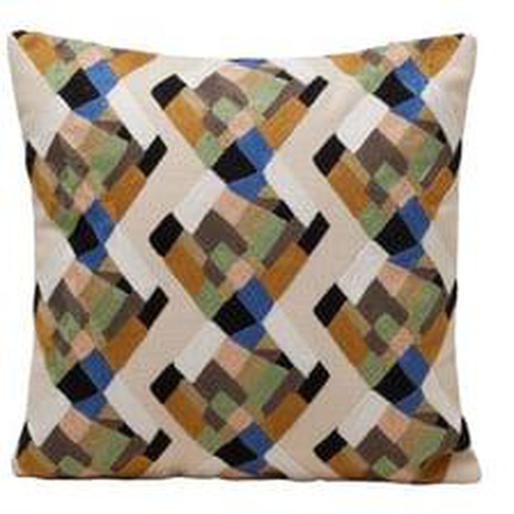 MADURA - Housse de coussin Youri  en Motif graphique brodé en point de chainette Naturel