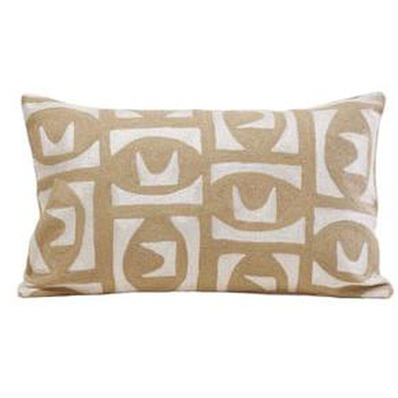 MADURA - Housse de coussin Zacary  en Motif graphique au fil mat beige et fil satiné écru Blanc