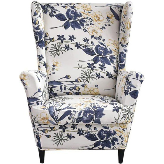 Housse de Fauteuil à Oreilles Housses de Chaise à Oreilles Extensible imprimée-Imprimé beige élégant