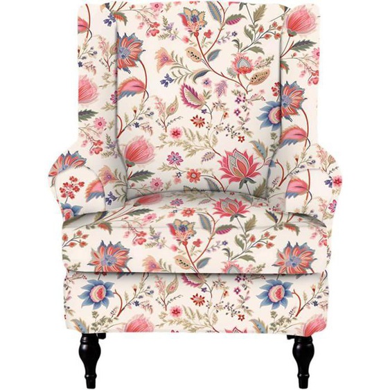 Housse de Fauteuil à Oreilles，style imprimé-fleurs roses