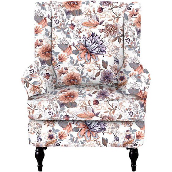 Housse de Fauteuil à Oreilles，version imprimée-motif rétro rose