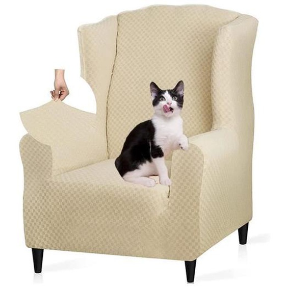 Housse de Fauteuil Élastique avec Oreilles, 1 Pièce Jacquard Protecteur de Canapé Appui-Tête Housse de Canapé Fauteuil ,