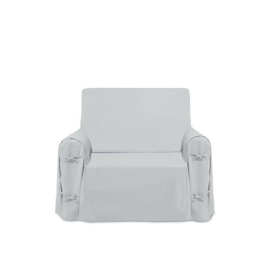 Housse de fauteuil en coton PANAMA gris clair.