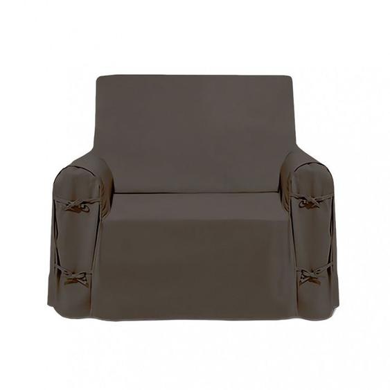 Housse de fauteuil en coton PANAMA taupe.