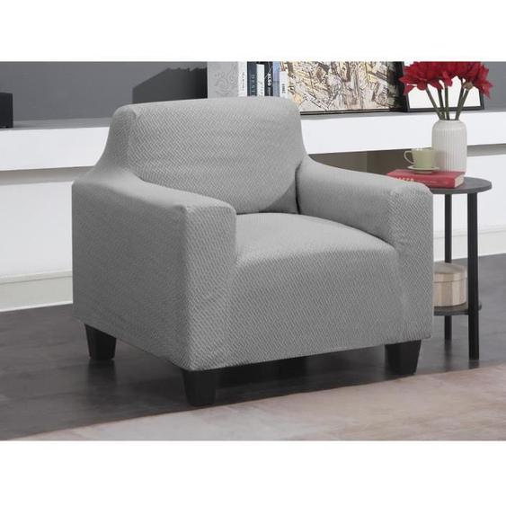 Housse de fauteuil extensible - Gris - NAPLES - Polyester - Uni
