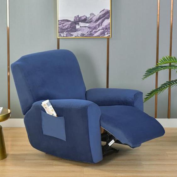 Housse De Fauteuil Relax 4 Pièces Extensible Velours Housse De Chaise Inclinable 1 Places Housse de Fauteuil Canapé,Color13