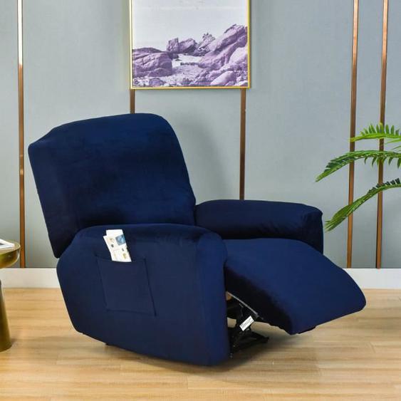 Housse De Fauteuil Relax 4 Pièces Extensible Velours Housse De Chaise Inclinable 1 Places Housse de Fauteuil Canapé,Color4