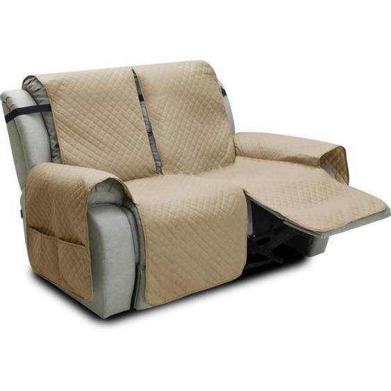 Housse de Fauteuil Relax Antidérapante, Housse de Chaise Inclinable avec Sangle élastique, Canapé pour La Maison ,2 Place,Kaki