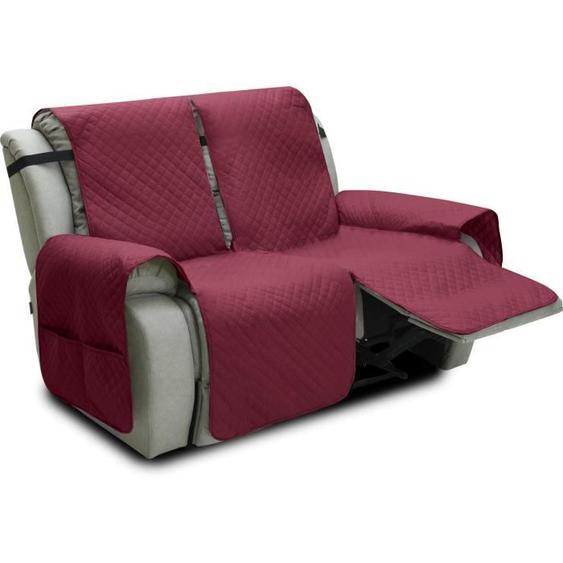 Housse de Fauteuil Relax Antidérapante, Housse de Chaise Inclinable avec Sangle élastique, Canapé pour La Maison ,2 Place,Vin
