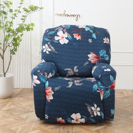Housse de Fauteuil Relax Doux Extensible, 4 Pièce Housse de Canapé Antidérapante avec Poche Latérale, F