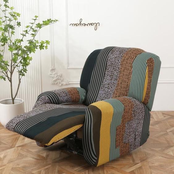 Housse de Fauteuil Relax Doux Extensible, 4 Pièce Housse de Canapé Antidérapante avec Poche Latérale, I