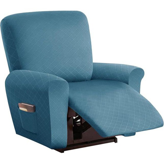 Housse De Fauteuil Relax Extensible, Jacquard, avec Poche, bleu clair