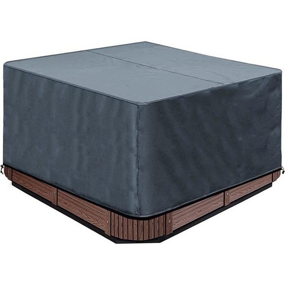 Housse de Protection pour Bain à Remous de Jardin - 220 x 220 x 85 cm - Carré - en Oxford 600D - Protector-Spa - Imperméable, Gris.