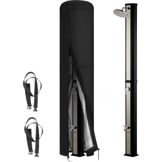 Housse de protection pour douche solaire, imperméable, coupe-vent, douche de jardin - description pour le jardin, 420D douche extérieure, douche solaire, housse de protection avec revêtement UV, noir (230 x 67 cm)