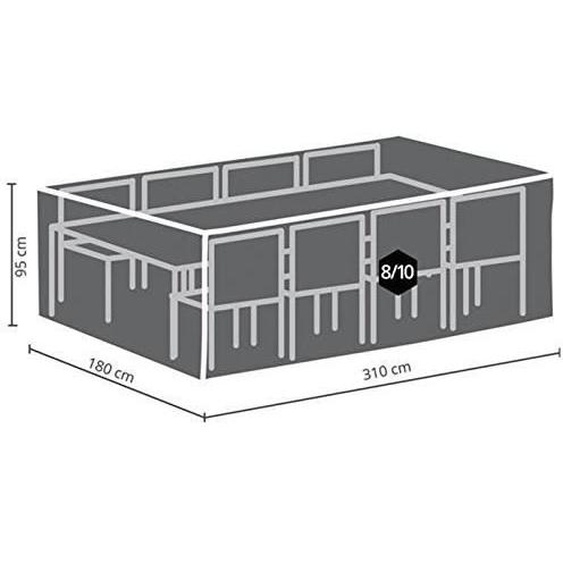Housse de Protection pour Salon rectangulaire Noir Taille XXL 310 x 185 x 95 cm - OCGS-XXL - Perel Garden