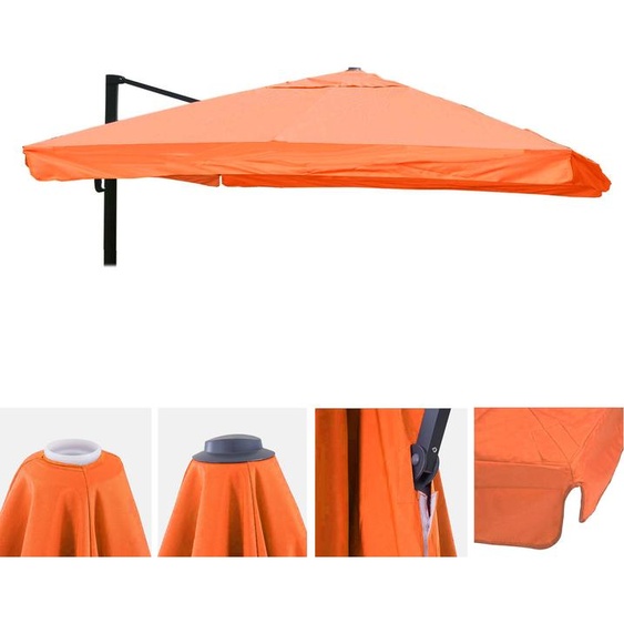 Housse de rechange pour parasol de luxe HWC-A96 avec Flap, housse de parasol, 3x3m (Ø4,24m) polyester 3kg ~ terracotta