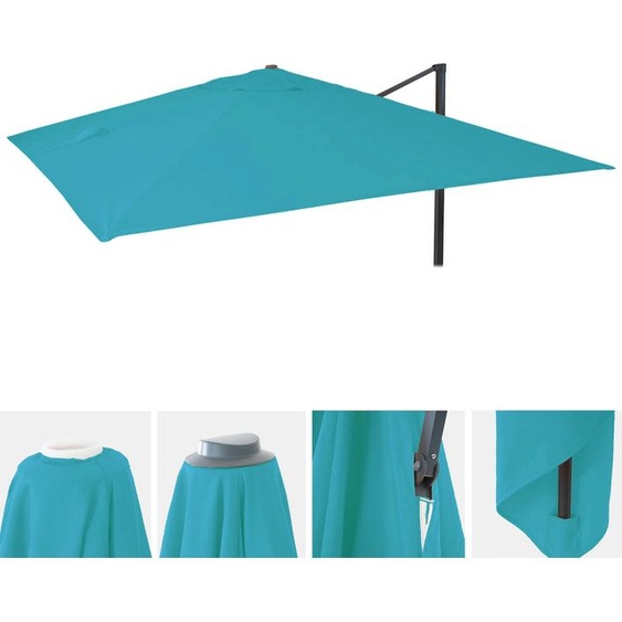 Housse de rechange pour parasol de luxe HWC-A96, housse de parasol, 3,5x3,5m (Ø4,95m) polyester 4kg ~ turquoise