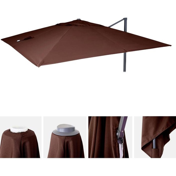Housse de rechange pour parasol de luxe HWC-A96, housse de rechange pour parasol, 3x3m (Ø4,24m) polyester 2,7kg ~ brun