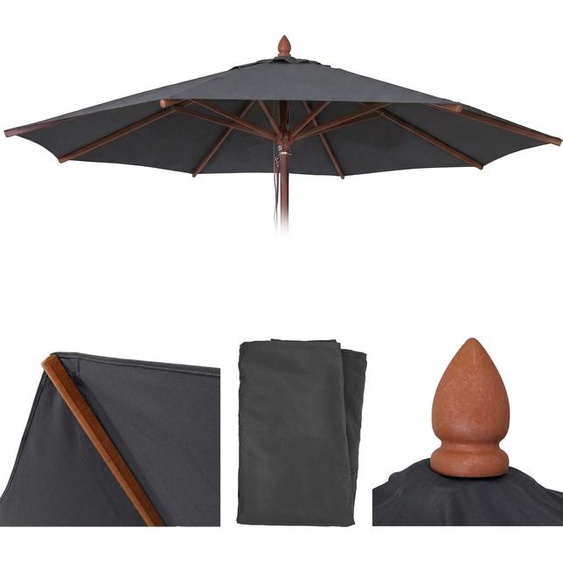 Housse de rechange pour parasol de restaurant en bois HWC-C57b, housse de parasol, ronde Ø4m polyester 4kg ~ anthracite