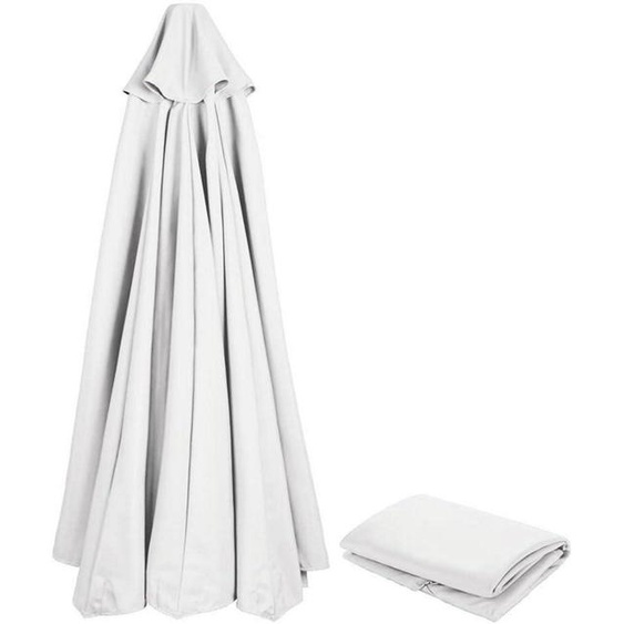 Housse de remplacement pour parasol, diamètre 270 cm, 8 baleines, couleur blanche, protection UV 80, résistante au vent, en polyester