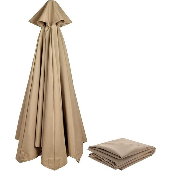 Housse de remplacement pour parasol, diamètre 330 cm, 8 baleines, couleur beige/kaki/anthracite, protection UV, résistant au vent