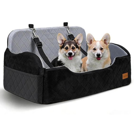 Housse de siège auto pour chien, adaptée aux chiens de taille moyenne à grande, avec 2 courroies de sécurité, amovible, lavable, de couleur noire, dimensions : 80x50x23 cm