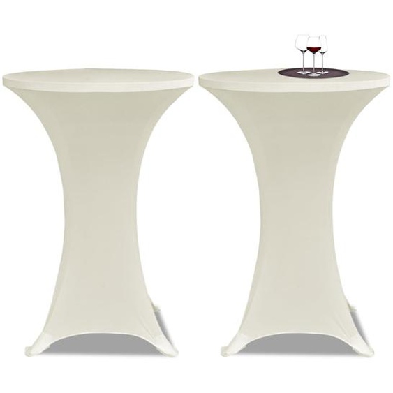 Housse de table Ø 60 cm Crème extensible 2 pcs