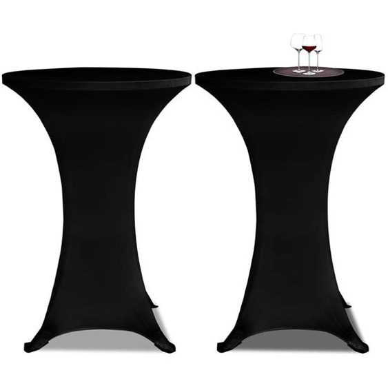 Housse de table Ø 60 cm Noir extensible 2 pcs