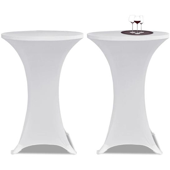 Housse de table Ø 70 cm Blanc extensible 2 pcs