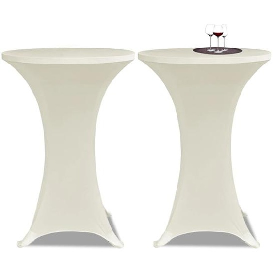 Housse de table Ø 70 cm Crème extensible 2 pcs