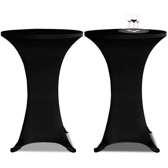 Housse de table Ø 70 cm Noir extensible 2 pcs