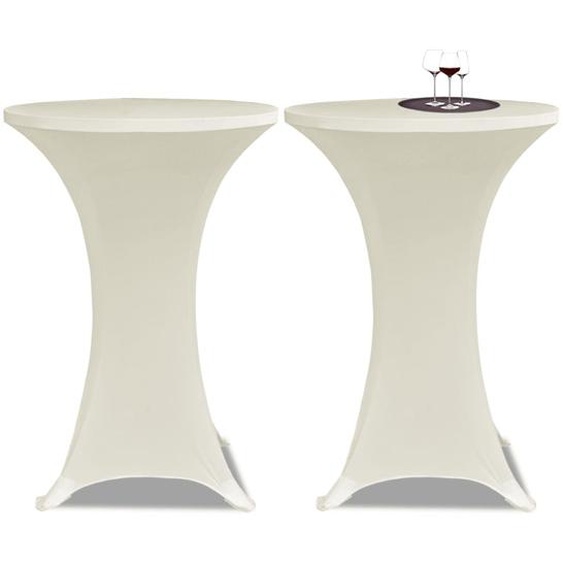Housse de table Ø 80 cm Crème extensible 2 pcs