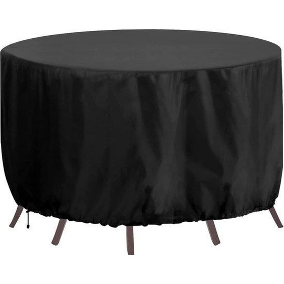 Housse de table ronde imperméable 300 x 90 cm, épaisse, noire, résistante aux UV