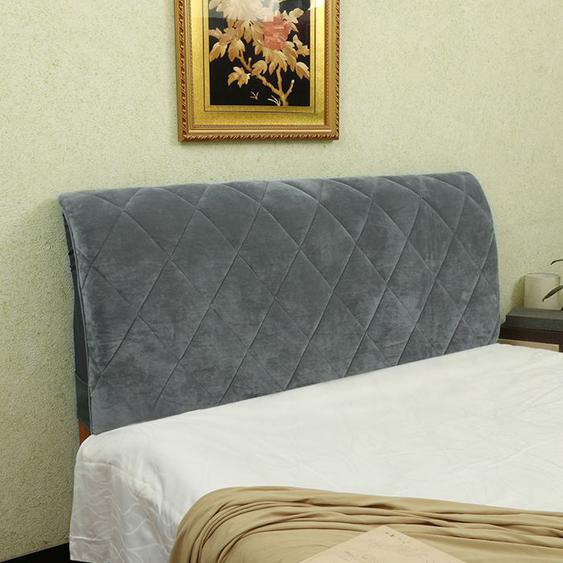 HOUSSE DE TETE DE LIT en Peluche Courte, 120cm Housse De Tête De Lit pour Lit Couvre De Protection Matelassée en Coton,Gris