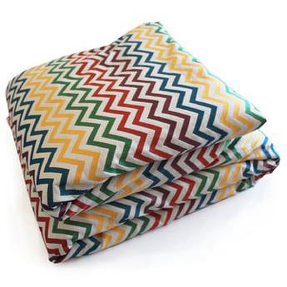 Housse dedredon métis lin & coton Zig zag multicolore