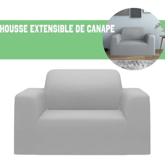 Housse de canapé - V GEBY - Gris - Extensible - Jersey de polyester - 90 à 140 cm