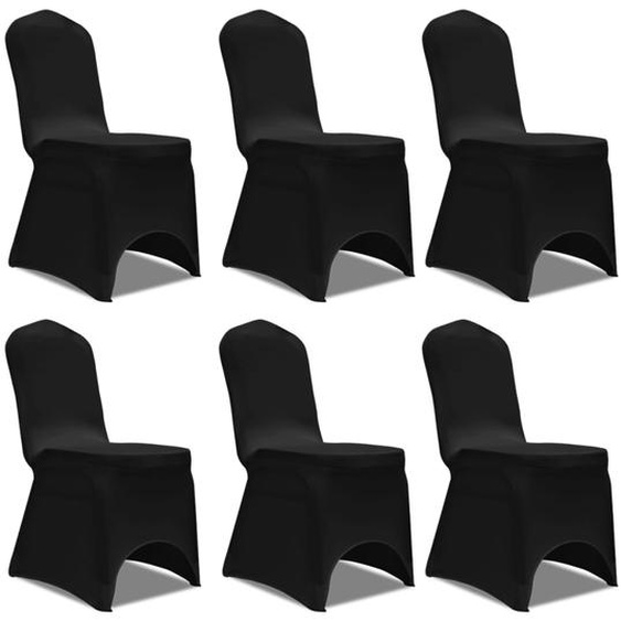 Housse extensible de chaise Noir 6 pcs