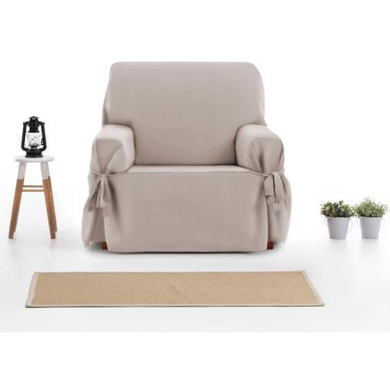 Housse Fauteuil Lacets  Leire, 1 place (80-120cm), couleur: Beige (11). COMPOSITION : 65% Coton - 35% Polyestère