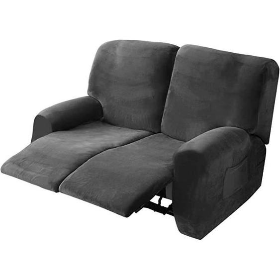 Housse Inclinable pour Causeuse pour 2 sièges, WOVTE Housse Inclinable Velours pour Canapé , Housse pour Canapé Relax - Gris