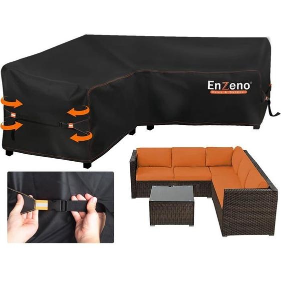 Housse pour Canapé d Angle ExterieurTissu Oxford 600D Lourd bache de Protection pour canape de Jardin Impermeable(286x286x87 cm)