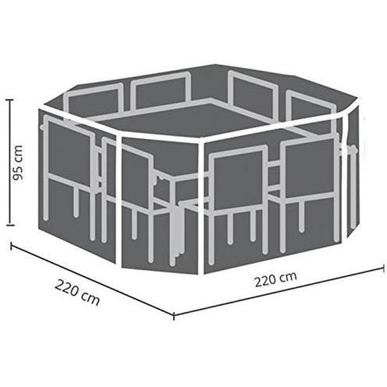 Perel Garden Coque pour 8 Kit eckiges Lounge Noir 220 x 220 x 95 cm - OCGS08