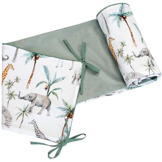 Housse Pour Tour De Lit Réversible Safari Safari, Vert, Gris, Blanc