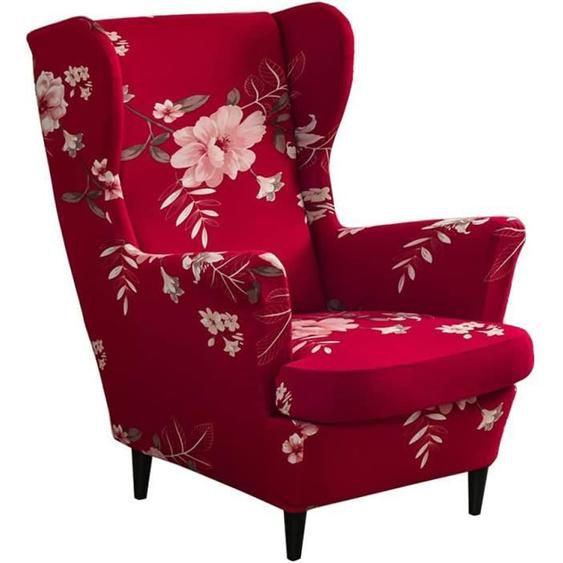 Housses de Chaise à Oreilles Housse Fauteuil à Oreilles 2 pièces Housse de Protection Fauteuil à Oreilles Velours Extensible,style5